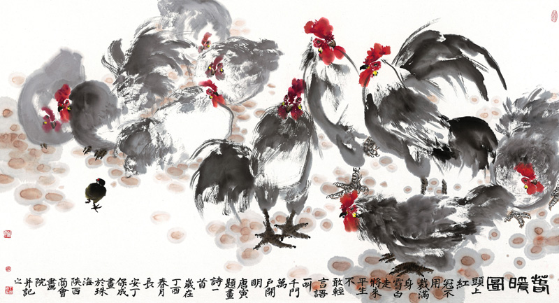 《春暖图》2017年入选全球500水墨画精英大展180cmX96cm