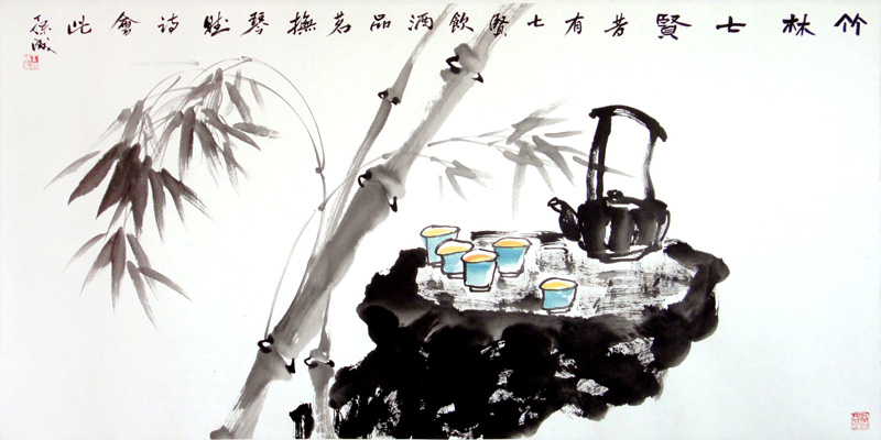 《竹林七贤》138cmx69cm
