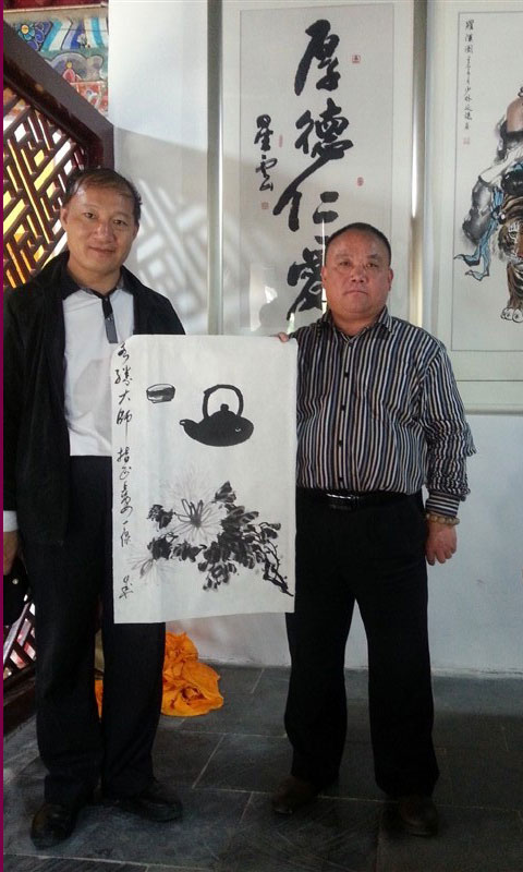 2013为少林寺书画院释永胜院长作茶品画