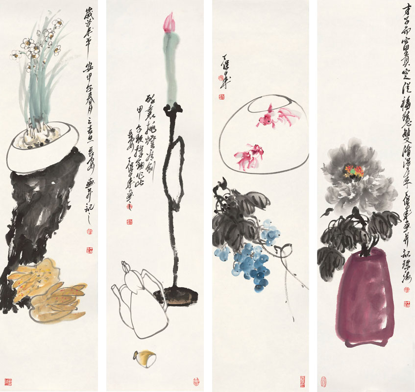 四条屏138X35cm
