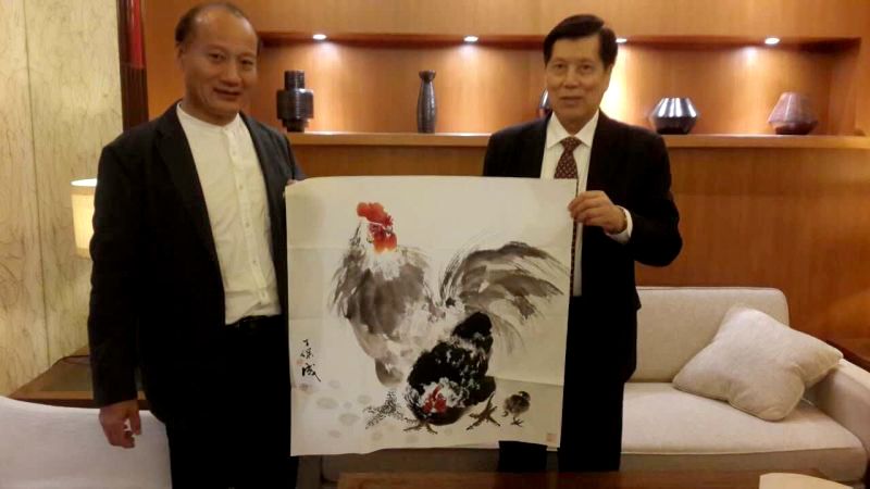 2016年为云峰画苑董事长郭浩满先生做《大吉图》