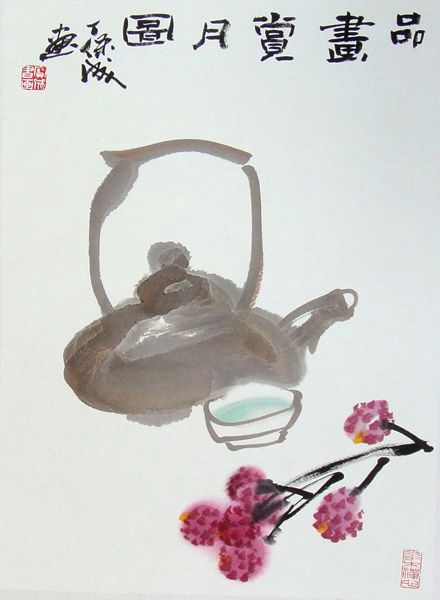品画赏月图  47X35cm