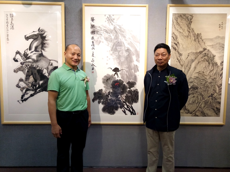 2018预祝港珠澳大桥通车暨首届粤港澳大湾区全国书画名家邀请展，丁保成与方楚雄老师