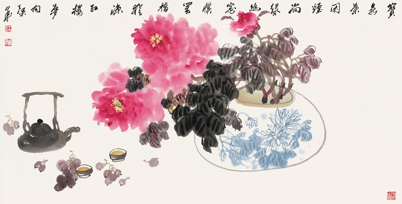 宝鼎茶闲烟尚绿  138cmX69cm