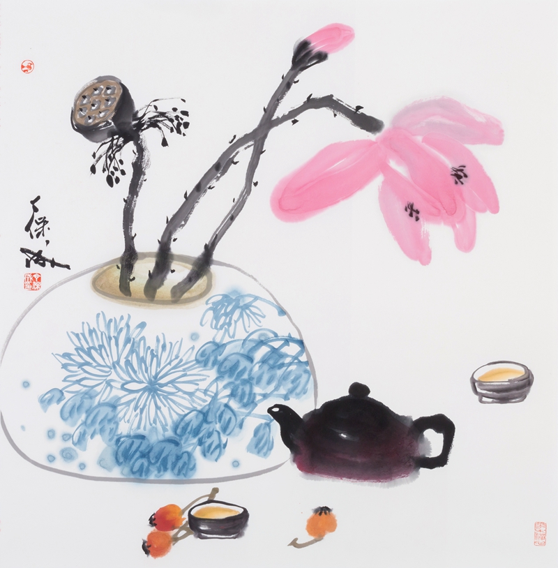 茶禅 上海月湖美术馆收藏69cmX69cm