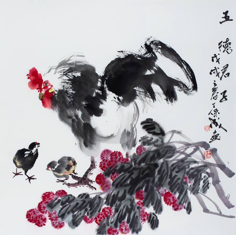 五德君子 68X68cm