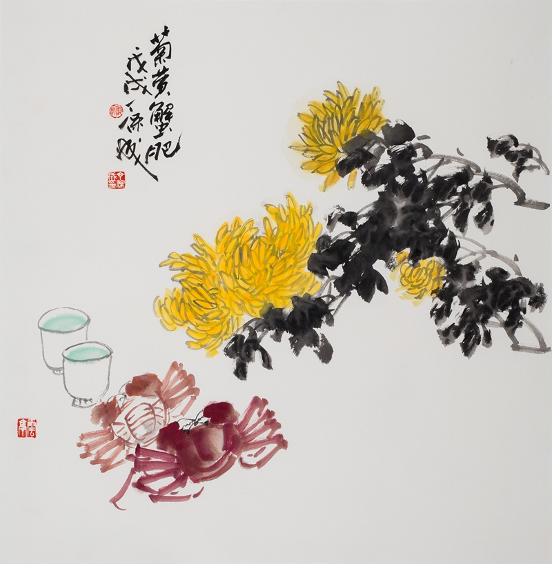 菊黄蟹肥 68X68cm
